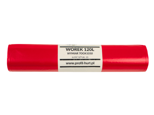 Worki na śmieci odpady Profil 120L czerwone 25szt