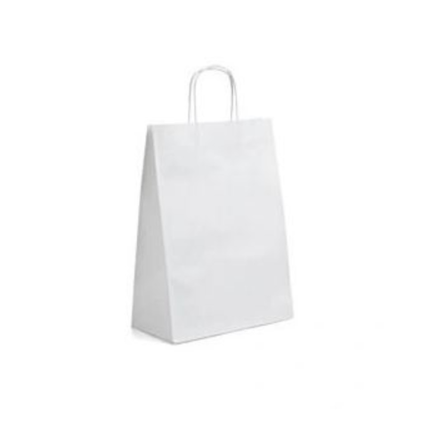 BIAŁA Torba papierowa 32x12x41 rolowany uchwyt