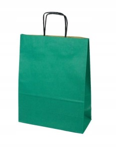 Torby zielone papier 18x8x22,5 rol. uchwyt