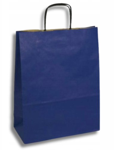 Torba torebka opakowanie papierowe kraft 25x11x32 cm granatowa 1 sztuka